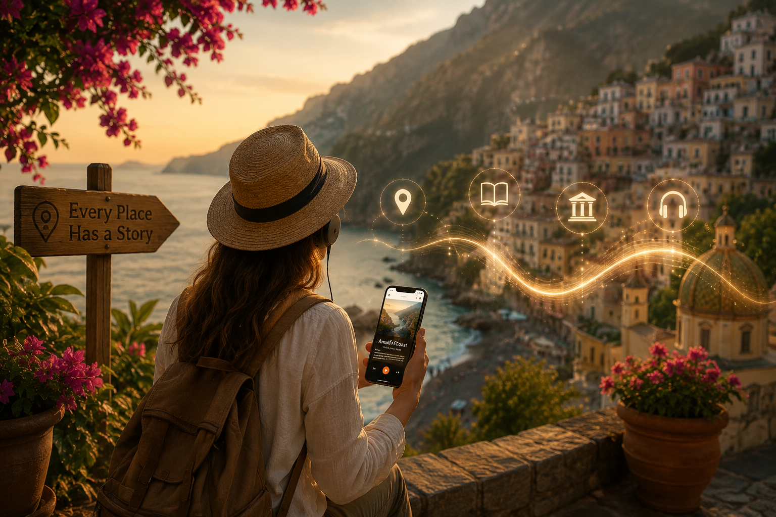 A traveler discovering stories with PlaceEcho